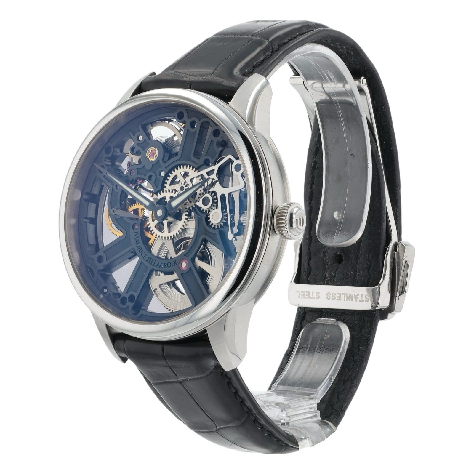 Maurice Lacroix Stainless Steel Skeleton Dial 43mm Manual Wind Mens Watch MP7228