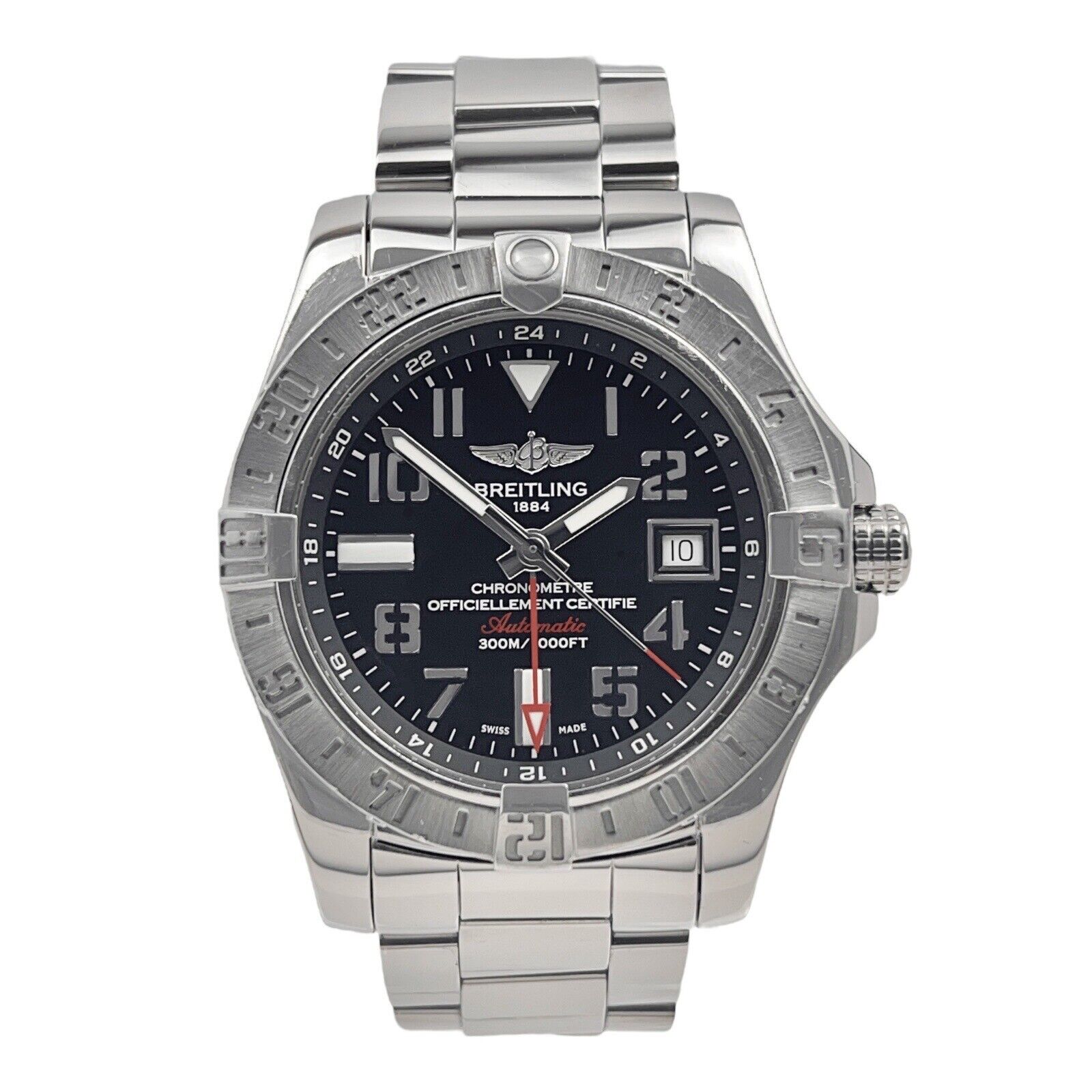 Breitling Avenger II GMT Steel 43mm Black A32390 Bracelet Automatic Box & Papers