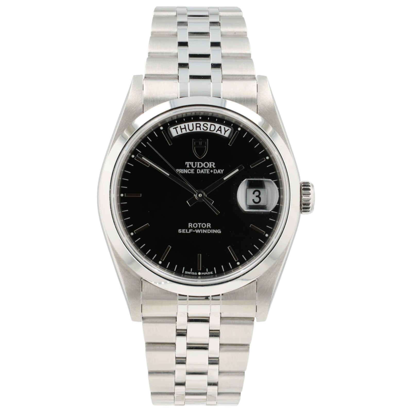 Tudor Prince Date-Day Black Dial Stainless Steel 36mm Automatic Mens Watch 76200