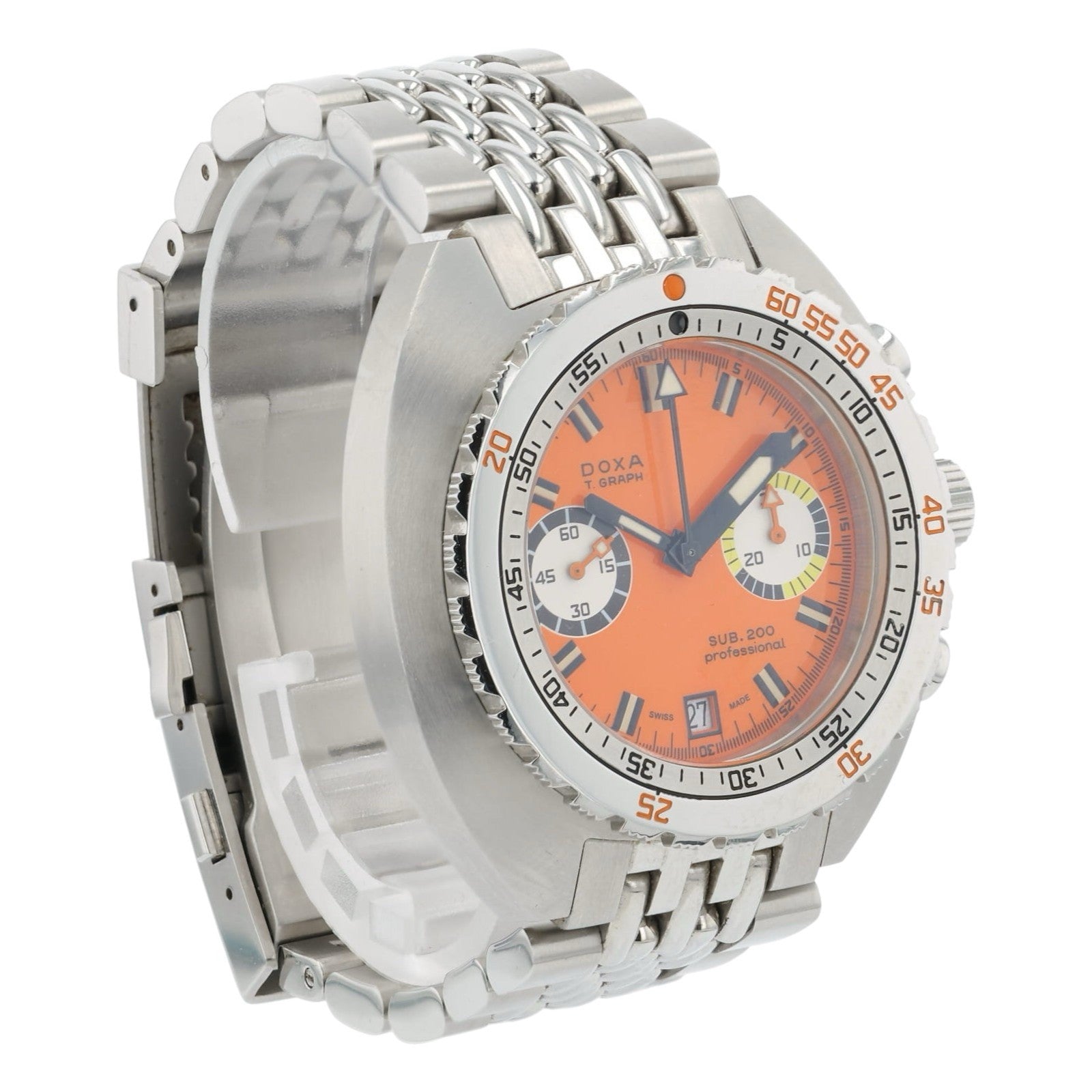 Doxa Sub Stainless Steel Orange Dial 43mm Manual Men’s Watch T-Graph Sub 200