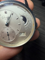 Glashutte PanoMaticLunar Steel Silver Dial Watch 1-90-02-42-32-61 - FOR PARTS