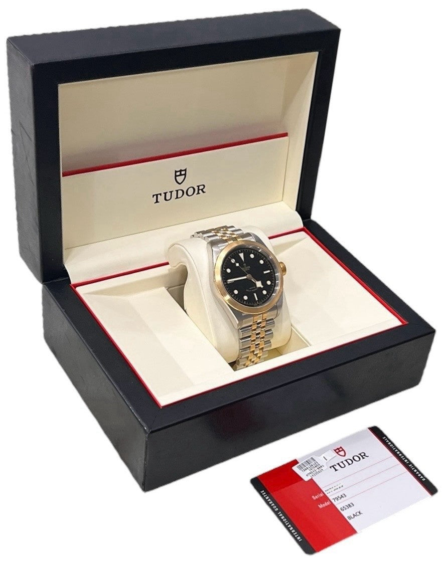 Tudor Black Bay Gold & Steel Black Dial 41mm Automatic Movement Mens Watch 79543