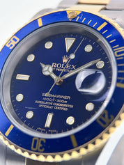 Rolex Submariner Date Gold & Steel Blue Dial 40mm Automatic Mens Watch 16613LB