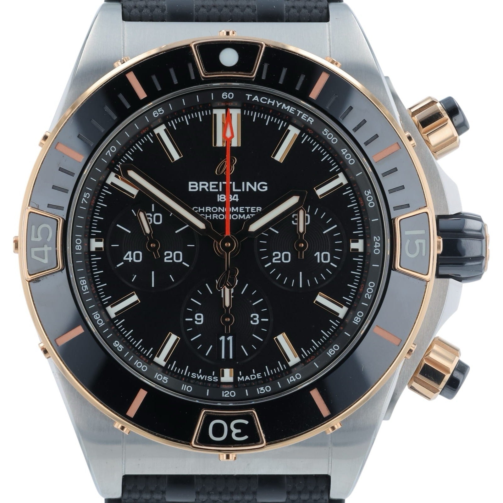Breitling Chronomat Gold & Steel Black Dial 44mm Automatic Men’s Watch UB0136