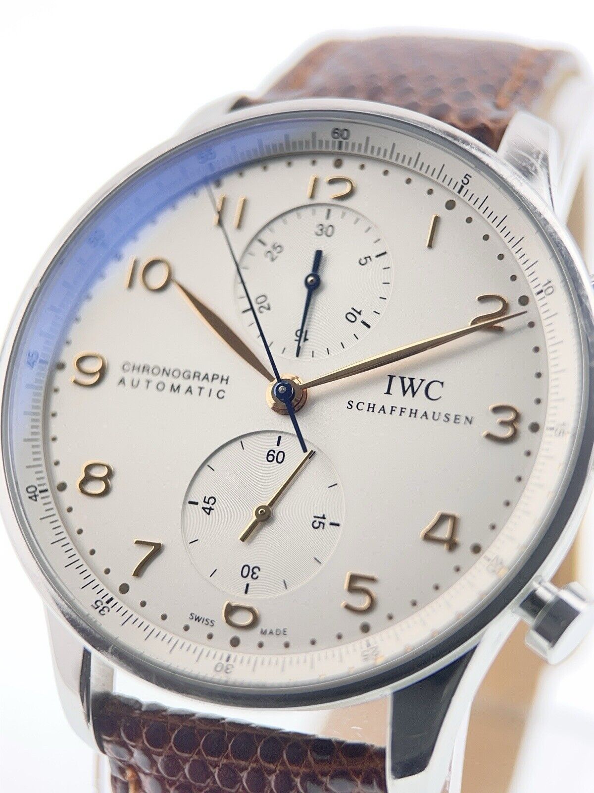 IWC Portuguese Chronograph Steel Silver Color Dial 41mm Automatic Mens IW371445