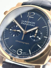 Panerai Luminor Goldtech 18k Rose Gold Blue Dial 44mm Automatic Mens PAM01111