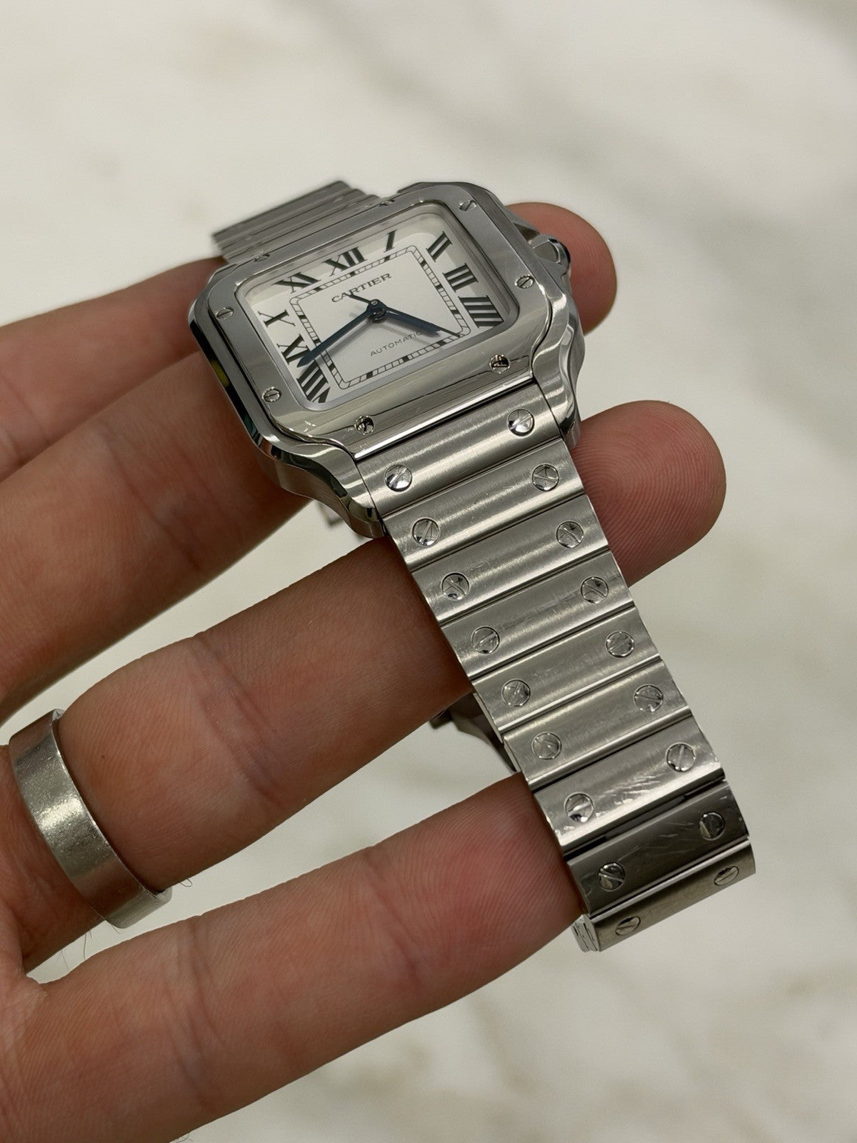 2025 Cartier Santos Automatic Stainless White Dial Midsize Watch 35mm WSSA0029
