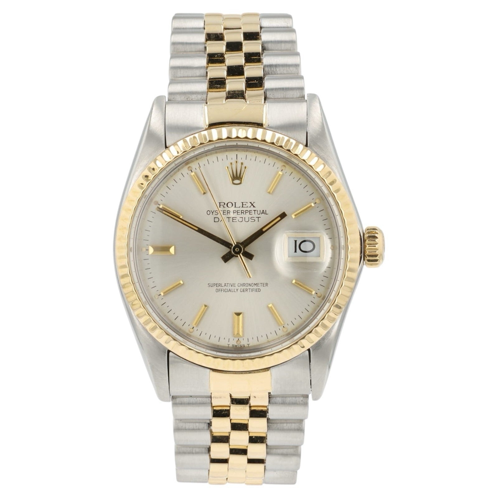 Rolex Two-Tone Datejust Silver Dial Gold & Steel 36mm Automatic Mens 16013