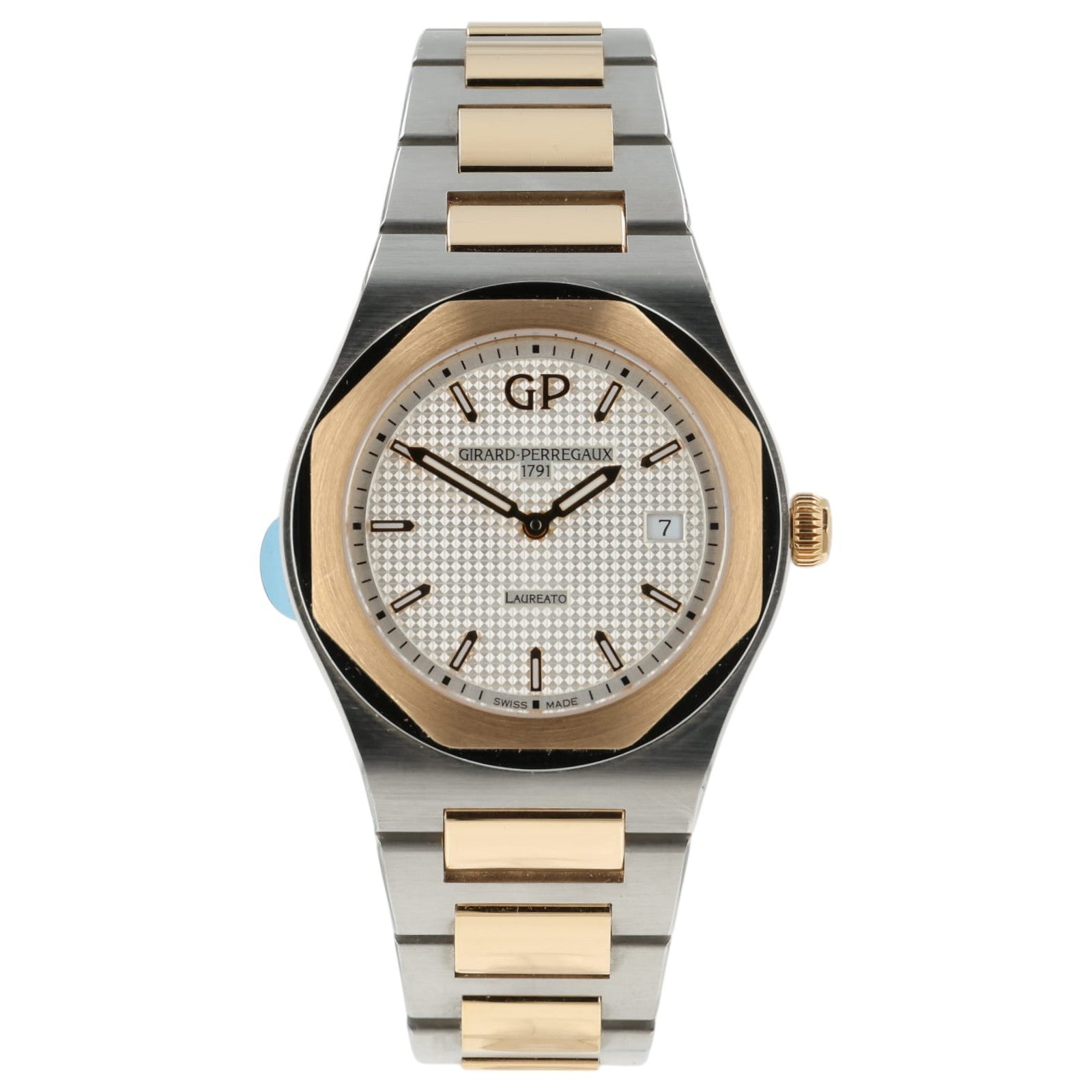 Girard Perregaux Laureato White Dial Rose Gold and Steel 34mm Quartz Watch 80189