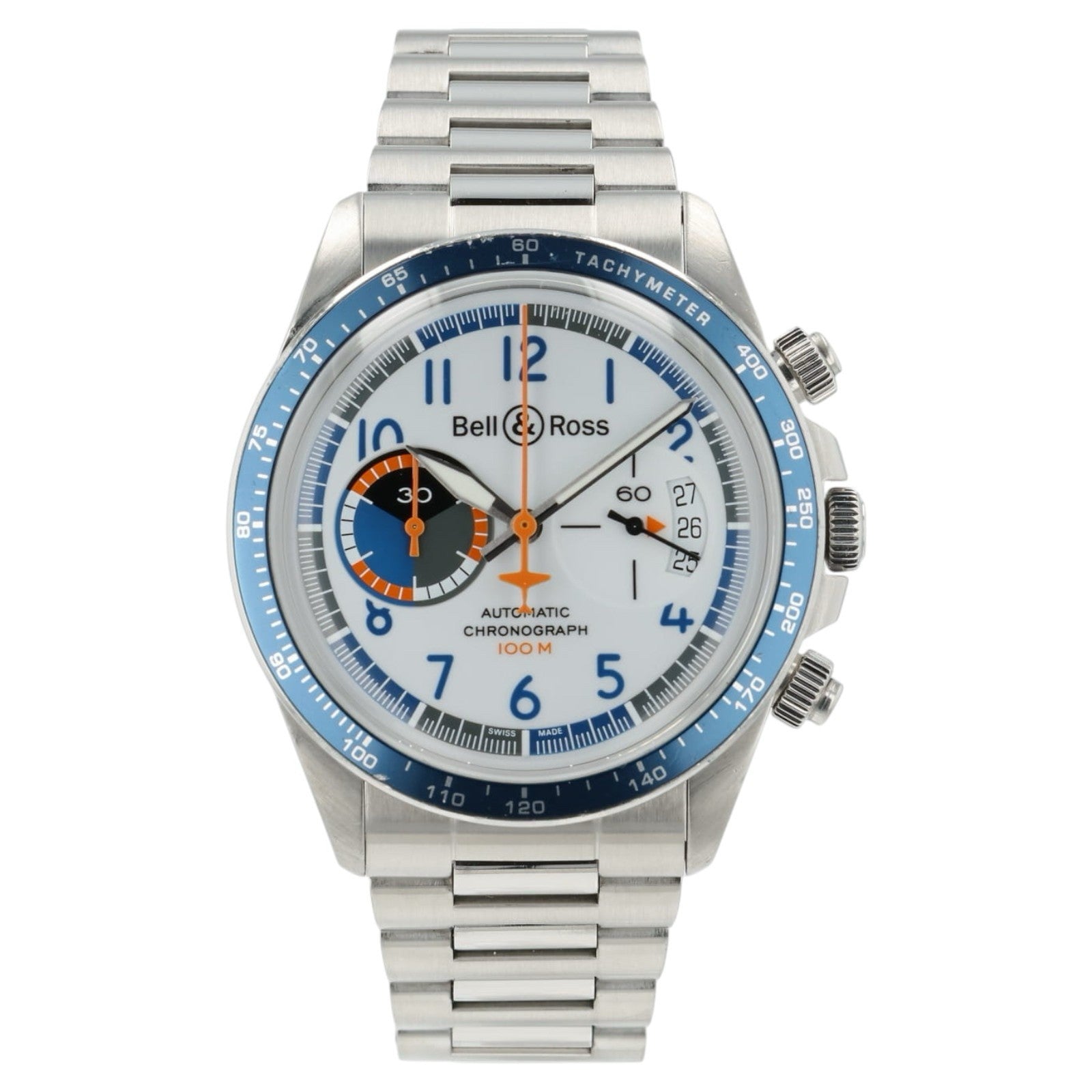 Bell & Ross Chronograph White Dial Steel 41mm Automatic Mens Watch BRV2-94-S