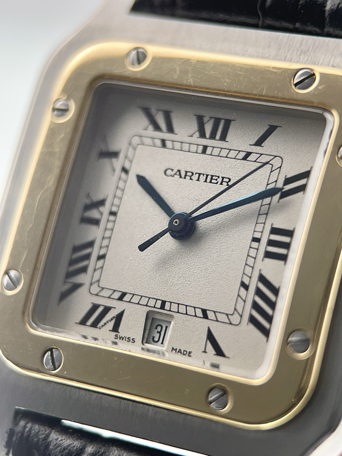 Cartier Santos Galbee Gold & Steel Silver Dial 29mm Quartz Men's Watch 187901