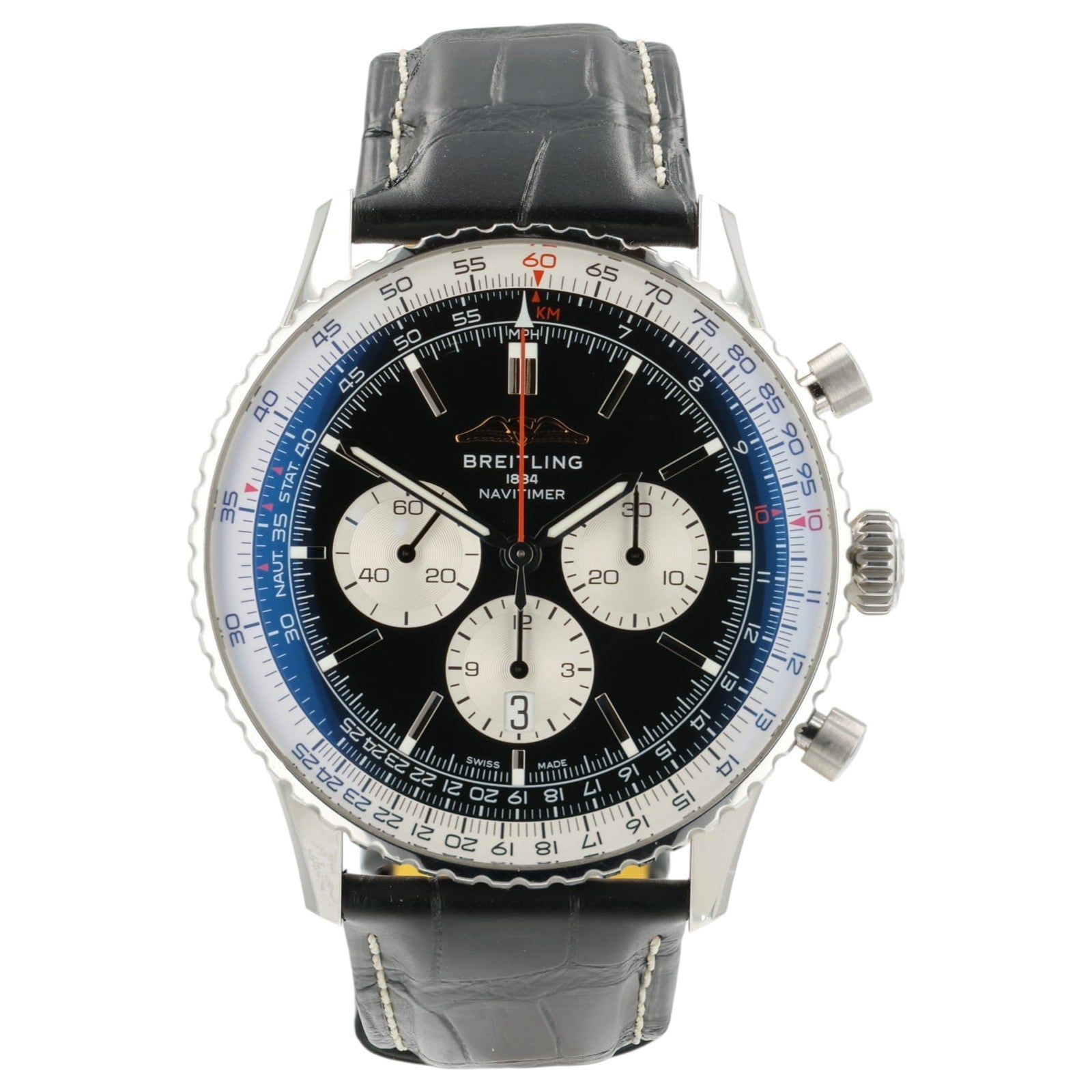 Breitling Navitimer Chronograph B01 Black Dial Steel 46mm Auto Mens AB0137