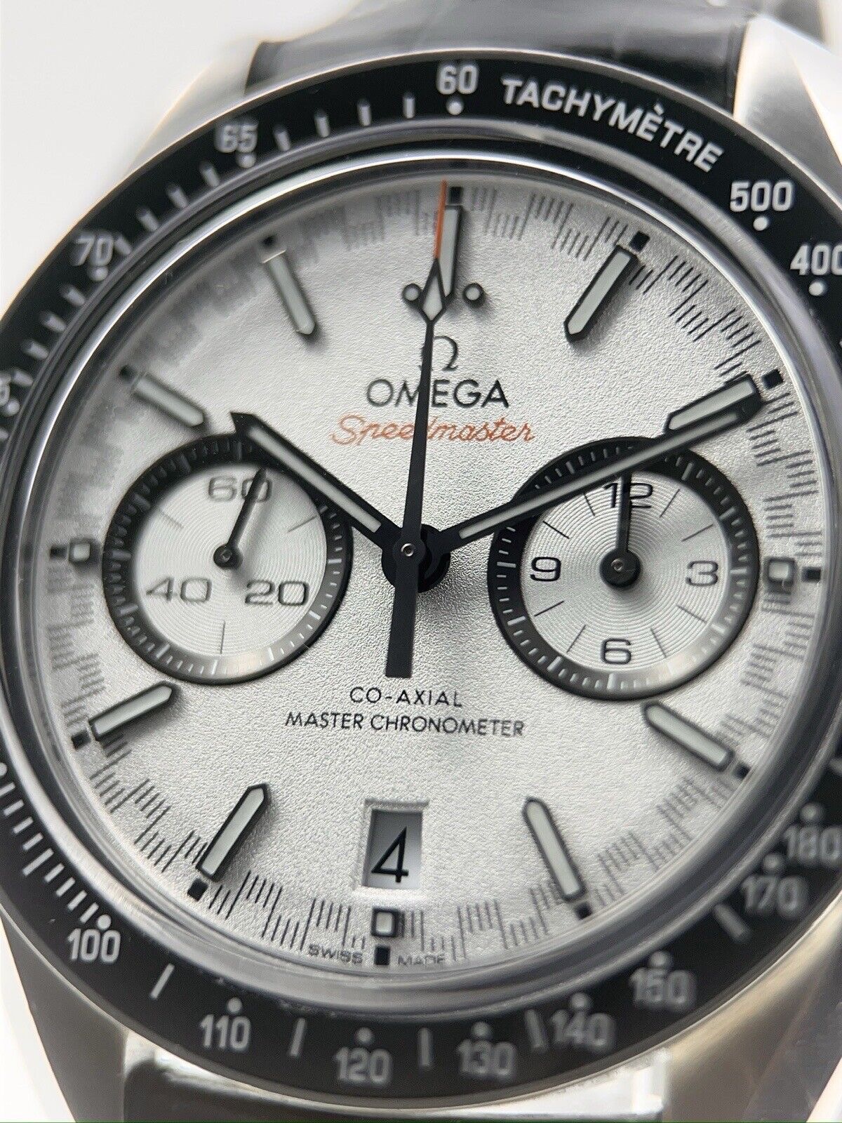 Omega Speedmaster Racing Stainless Steel White 44mm Automatic Men’s Watch B&P