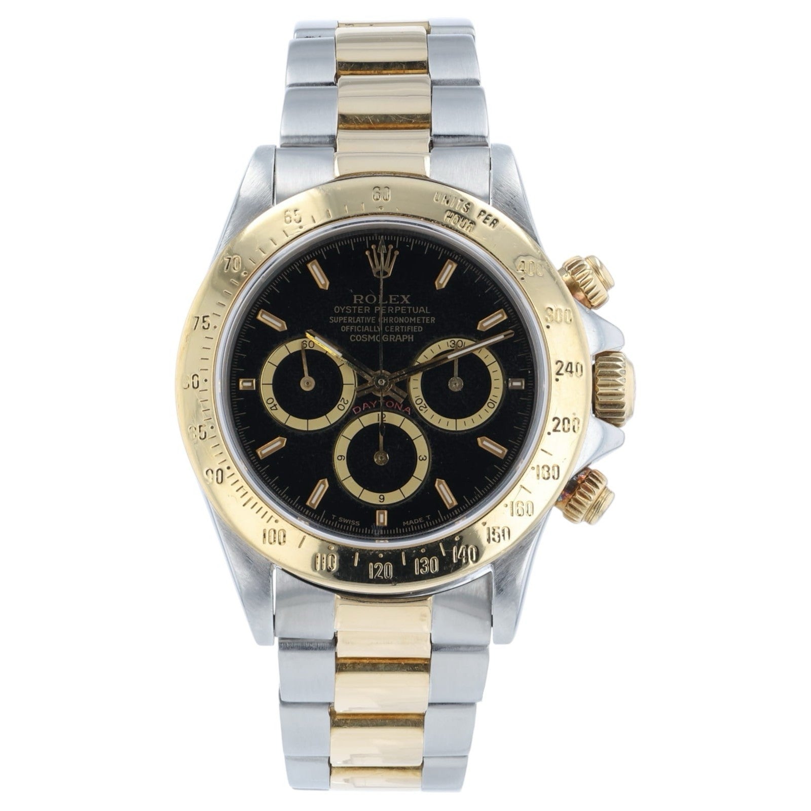 Rolex Daytona Gold & Steel Black Dial 40mm Automatic Movement Mens Watch 16523