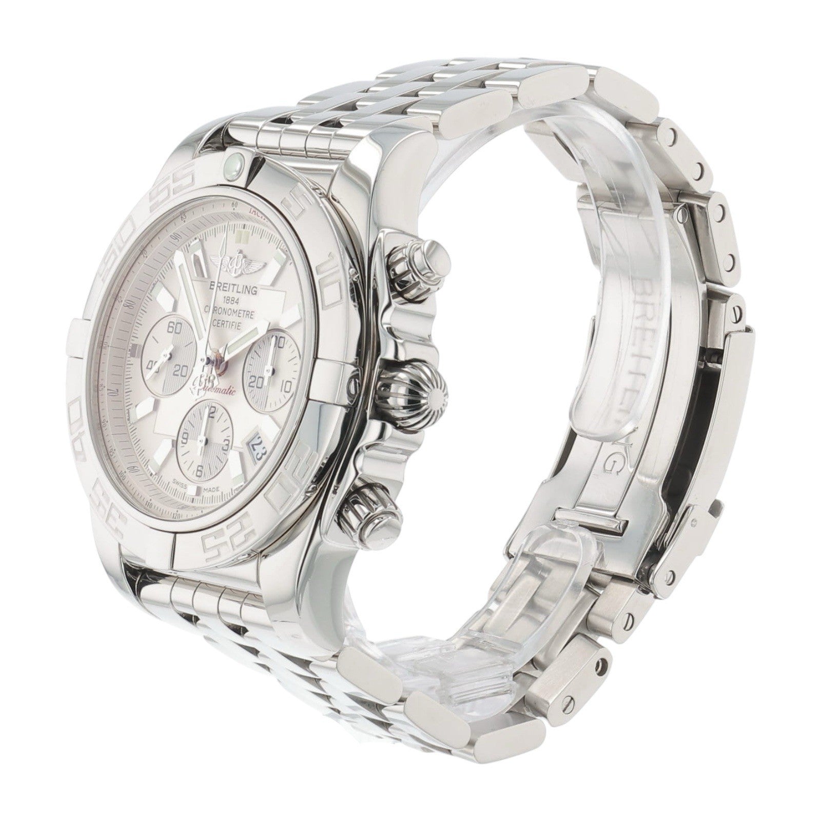Breitling Chronomat Stainless Steel Silver Dial 44mm Automatic Mens Watch AB0110