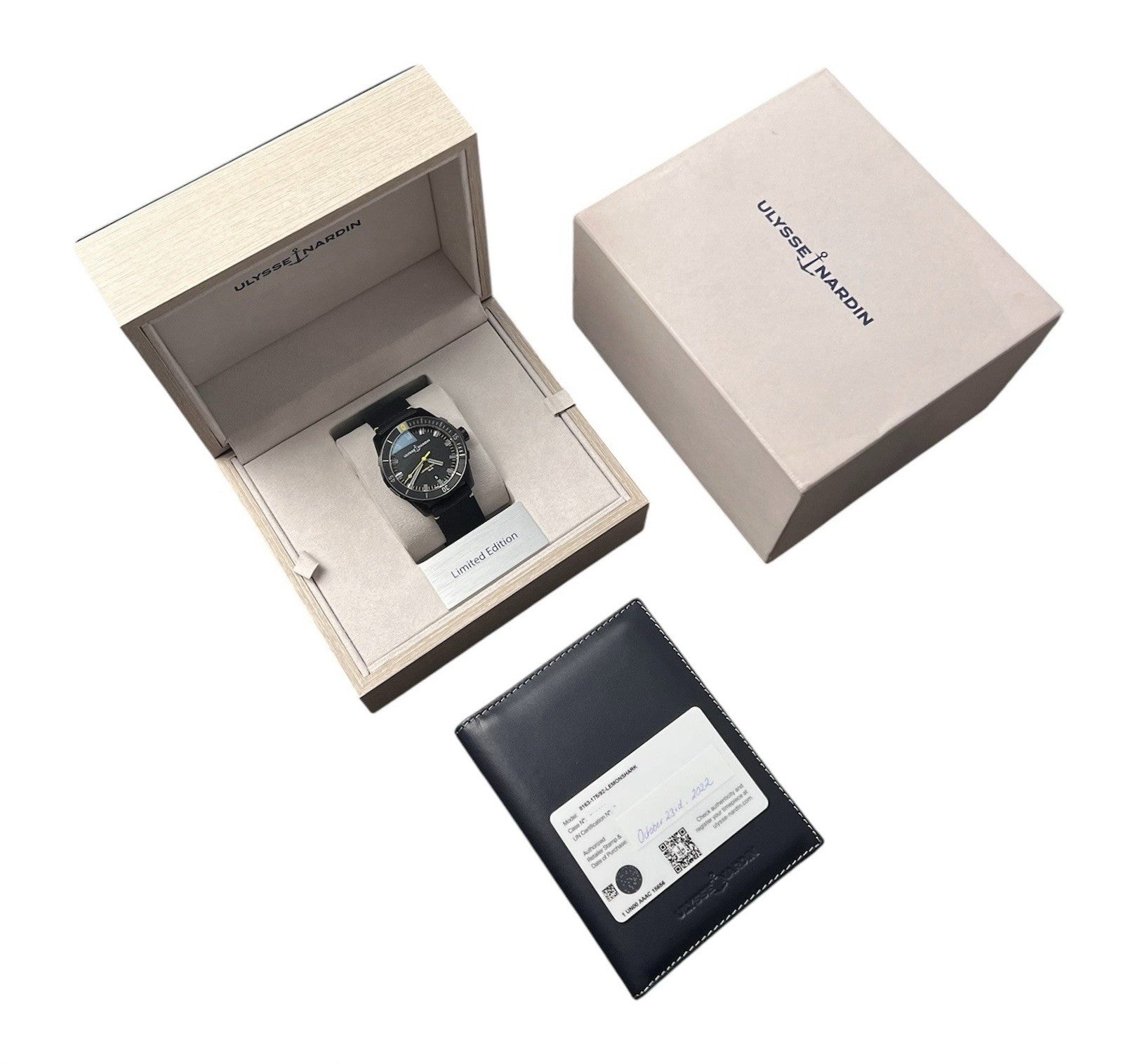 Ulyssse Nardin Lemon Shark Diver Black Dial Steel 42mm Automatic Mens 8163-175