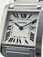 Cartier Tank Francaise Stainless Steel Roman Dial 25mm Quartz Ladies Watch 2465