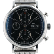 IWC Portofino Chronograph Steel Black Dial 42mm Automatic Mens Watch IW391010