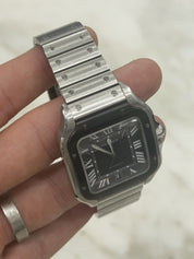 Cartier Santos Stainless Steel Grey Dial 39.8mm Automatic Men's Watch WSSA0037