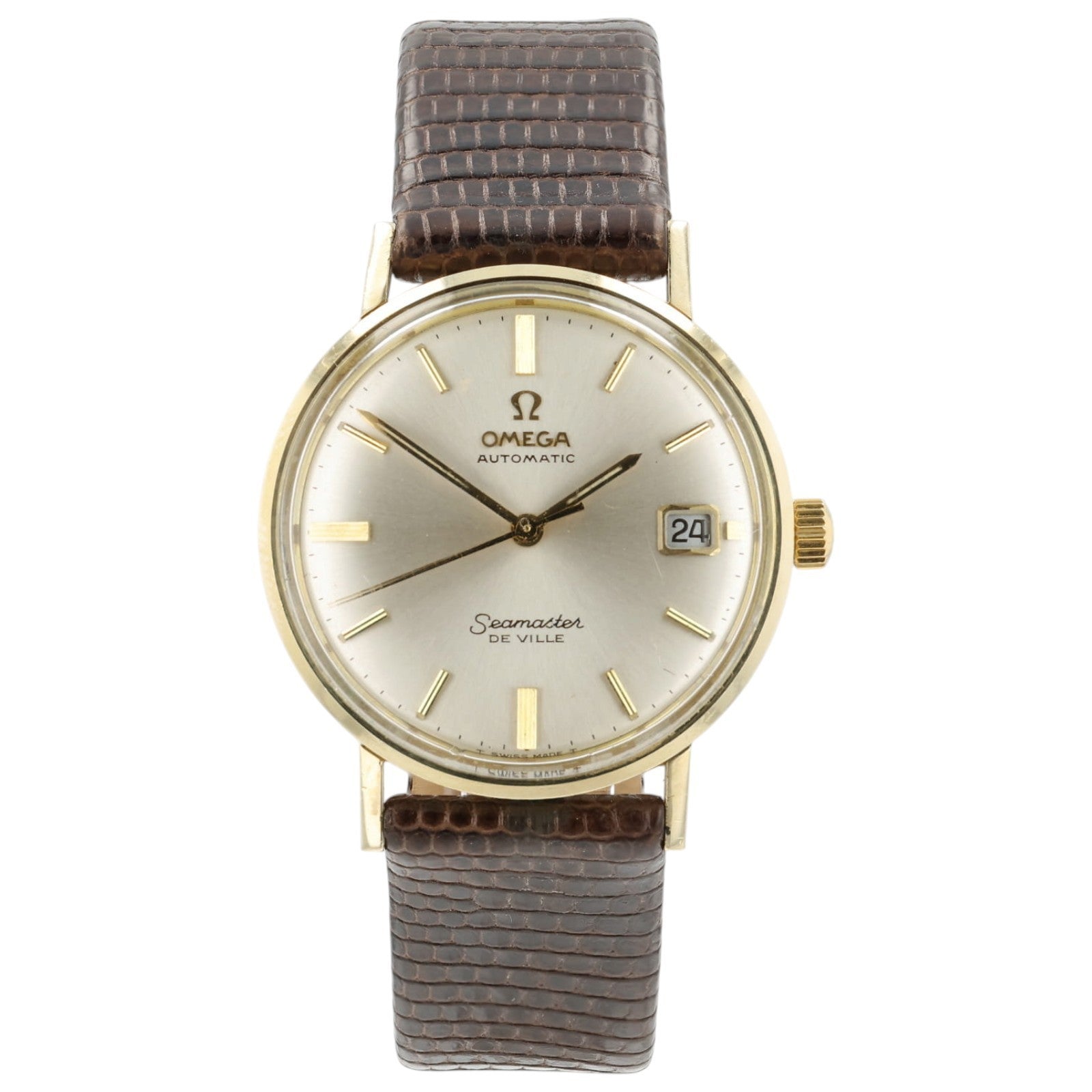 Omega Seamaster Deville Silver Dial 14k Solid Gold 34mm Automatic Mens 166.002