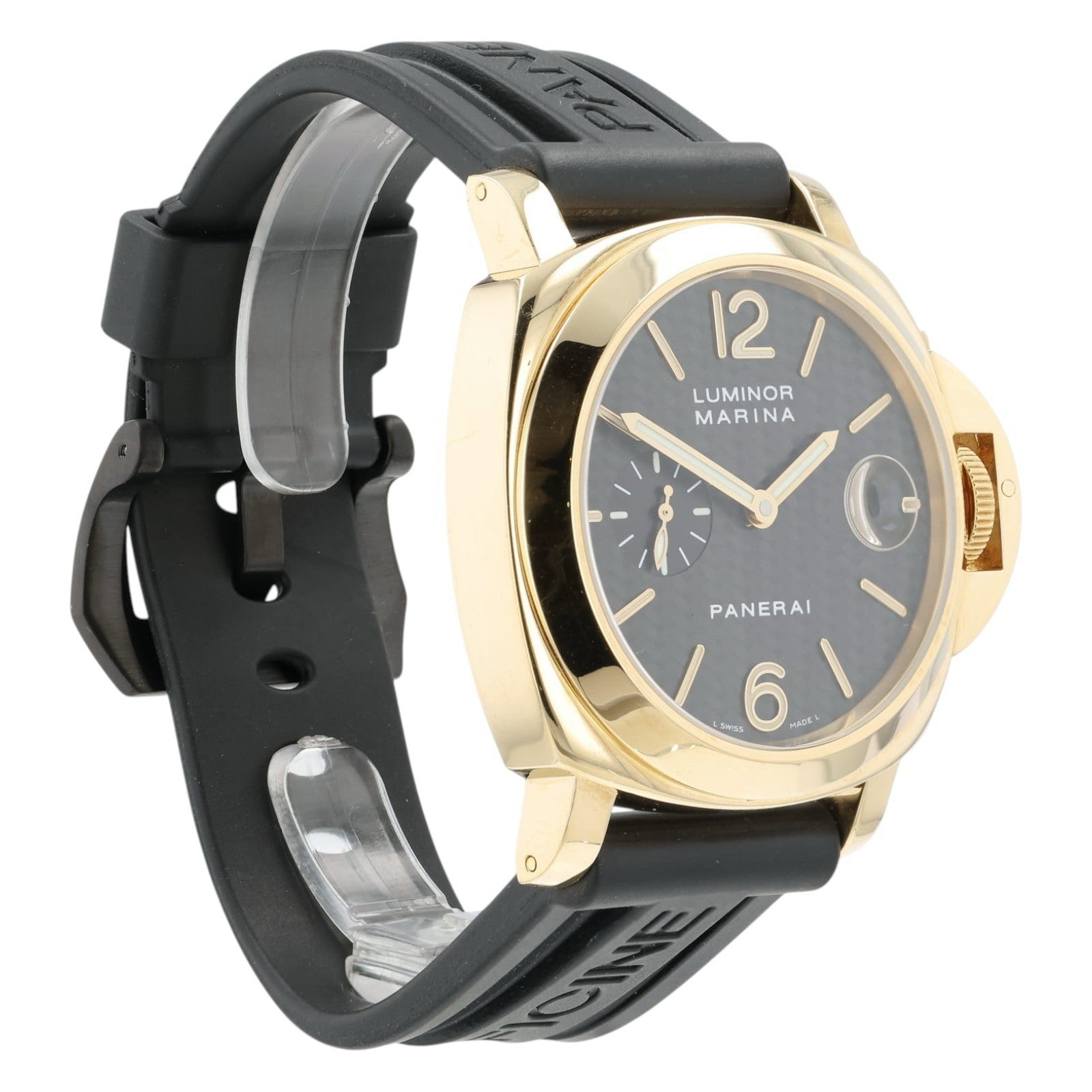 Panerai Luminor Marina Black Carbon Dial 18k Yellow Gold 44mm Automatic PAM00140