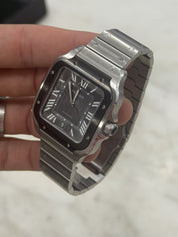 Cartier Santos Stainless Steel Grey Dial 39.8mm Automatic Men's Watch WSSA0037