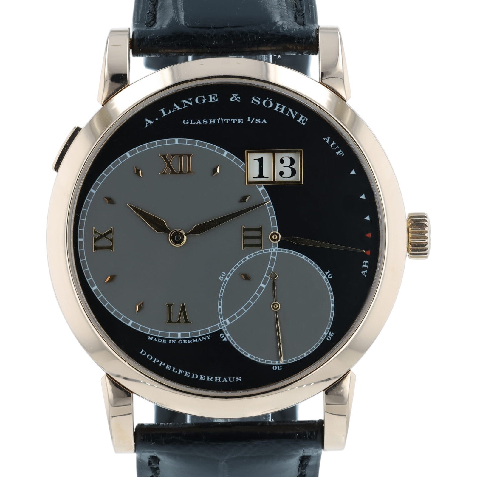A. Lange & Sohne Grand Lange 1 Black Dial 18k Rose Gold 42mm Manual Mens 115.031