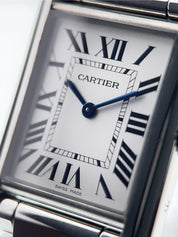 Cartier Tank Stainless Steel Silver Dial 25mm Quartz Movement Men's WSTA0052