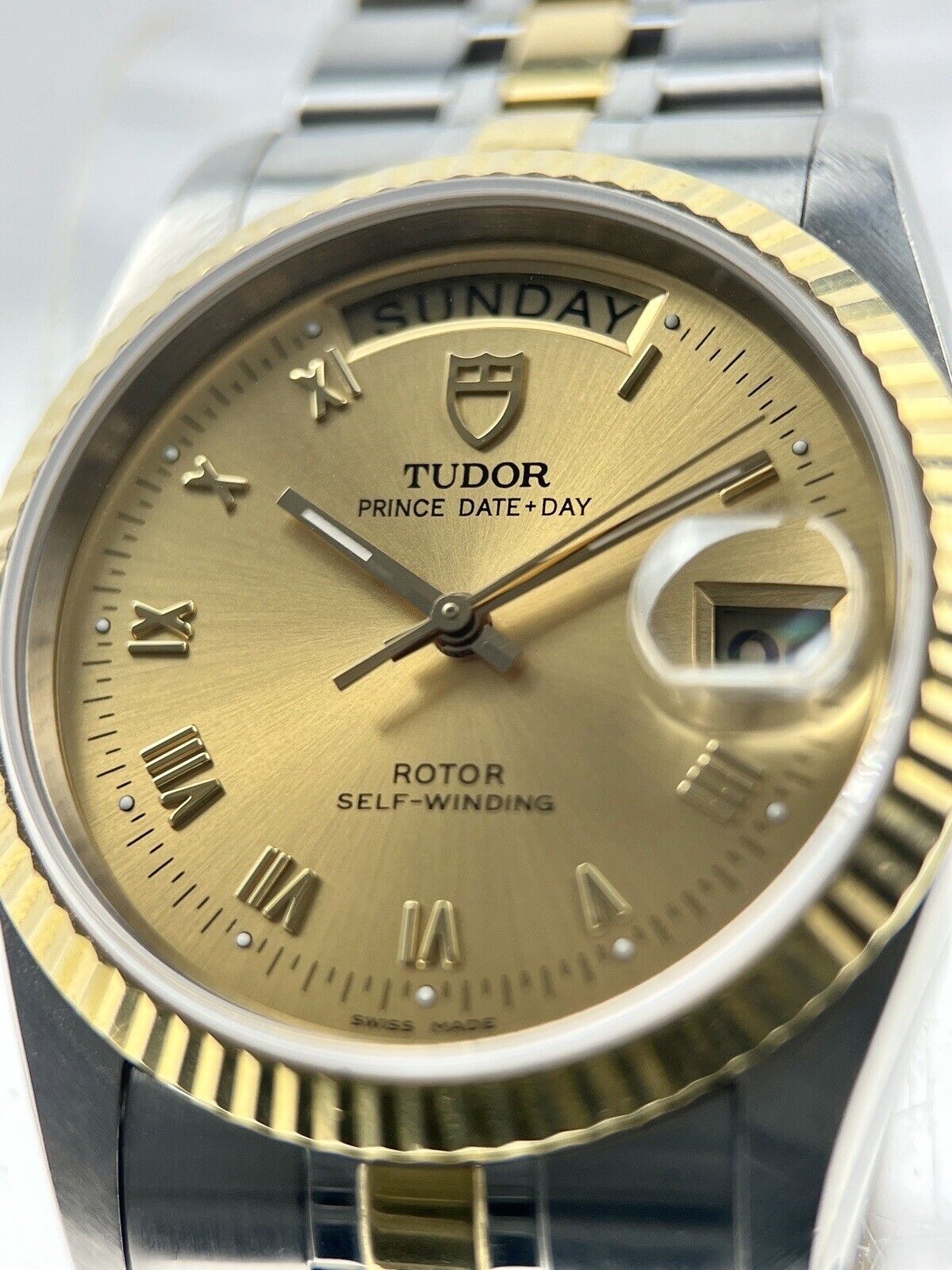 Tudor Price Date Day 36mm Automatic Gold Steel Watch Ref. 76213