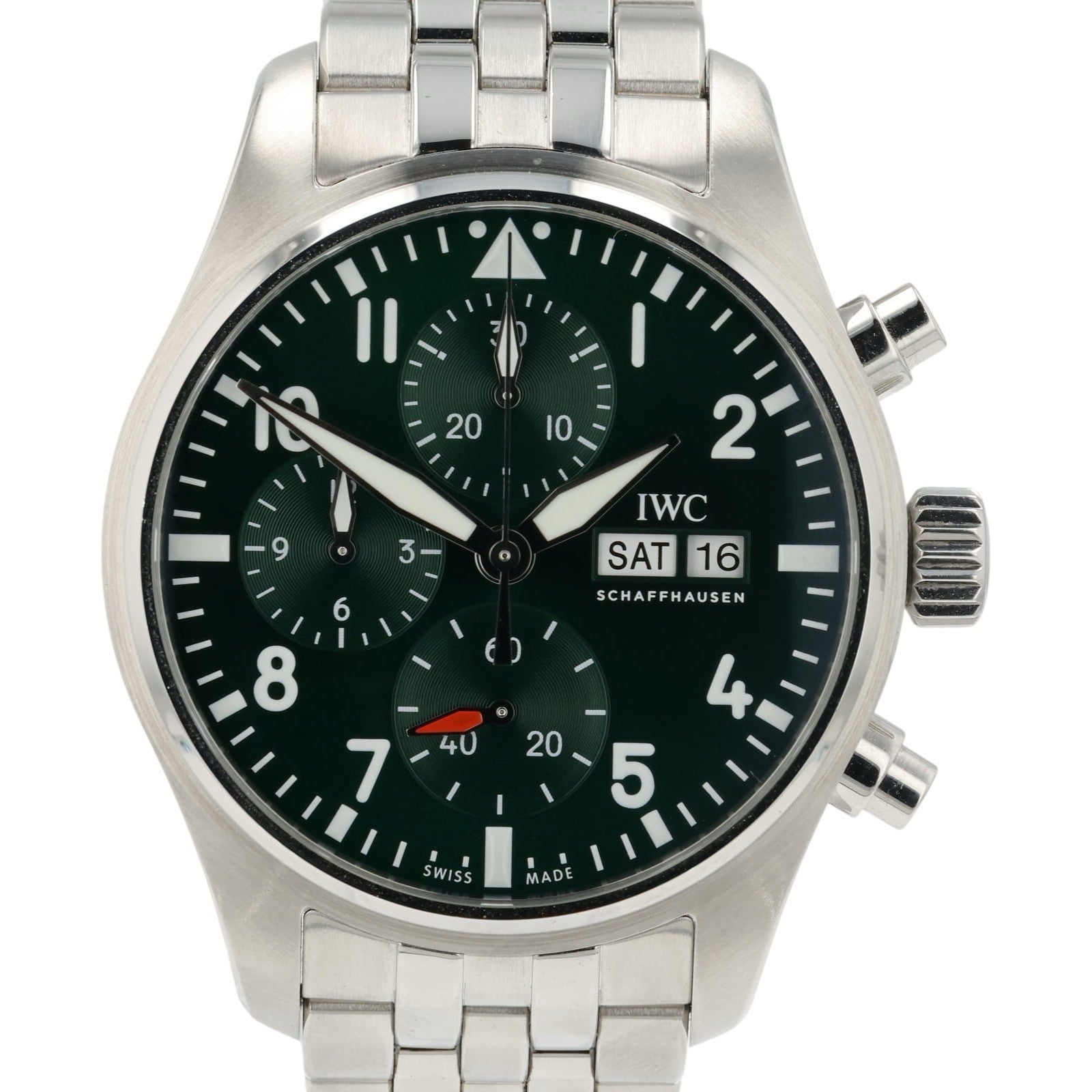IWC Pilot Chronograph Green Dial Stainless Steel 41mm Automatic Men’s IW388104