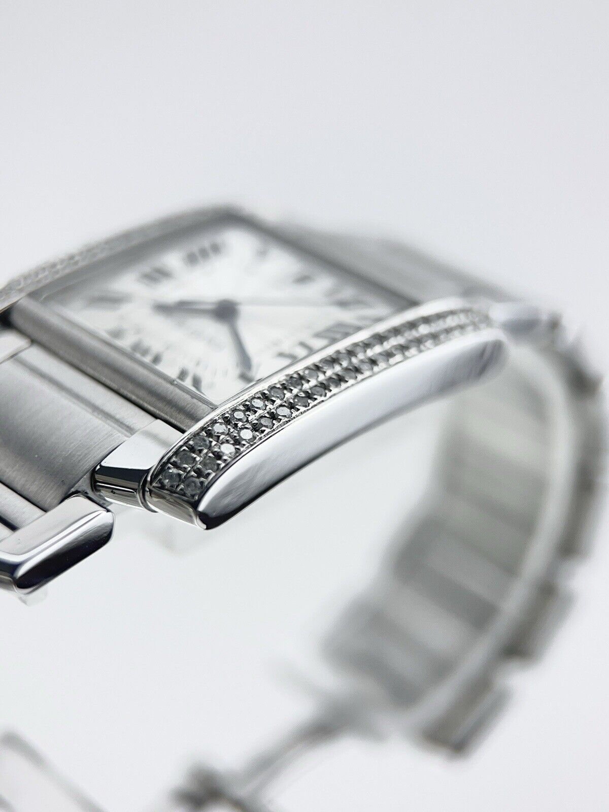 Cartier Tank Francaise Diamond Bezel Steel 28mm Automatic Women's Watch W51002Q3