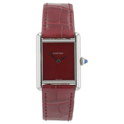 Cartier Tank Stainless Steel Red Dial 25mm Quartz Men's Watch WSTA0054