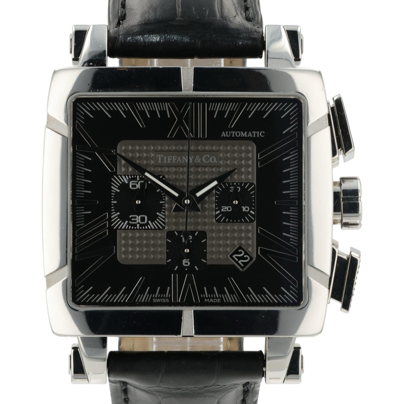Tiffany Atlas Chrono Black Dial Stainless Steel 40mm Automatic Mens Watch