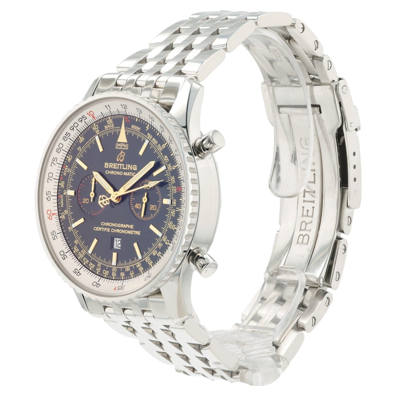 Breitling Chrono-Matic Black Dial Steel 41.5mm Automatic Mens Chronograph A41350
