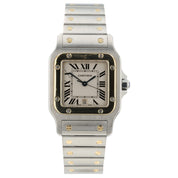 Cartier Santos Galbee Silver Dial 18k Yellow Gold & Steel 29mm Watch W20011C4