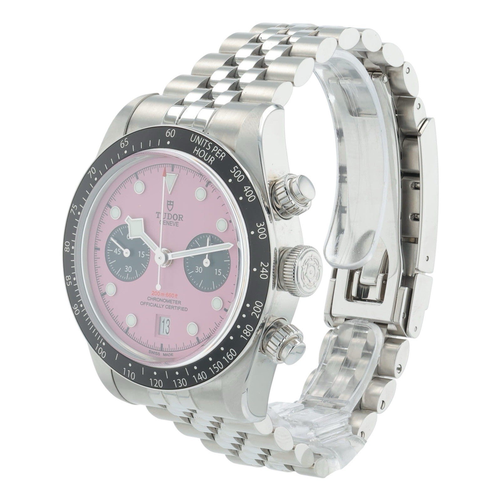 Tudor Black Bay Chrono Stainless Steel Pink Dial 41mm Automatic Mens Watch 79360