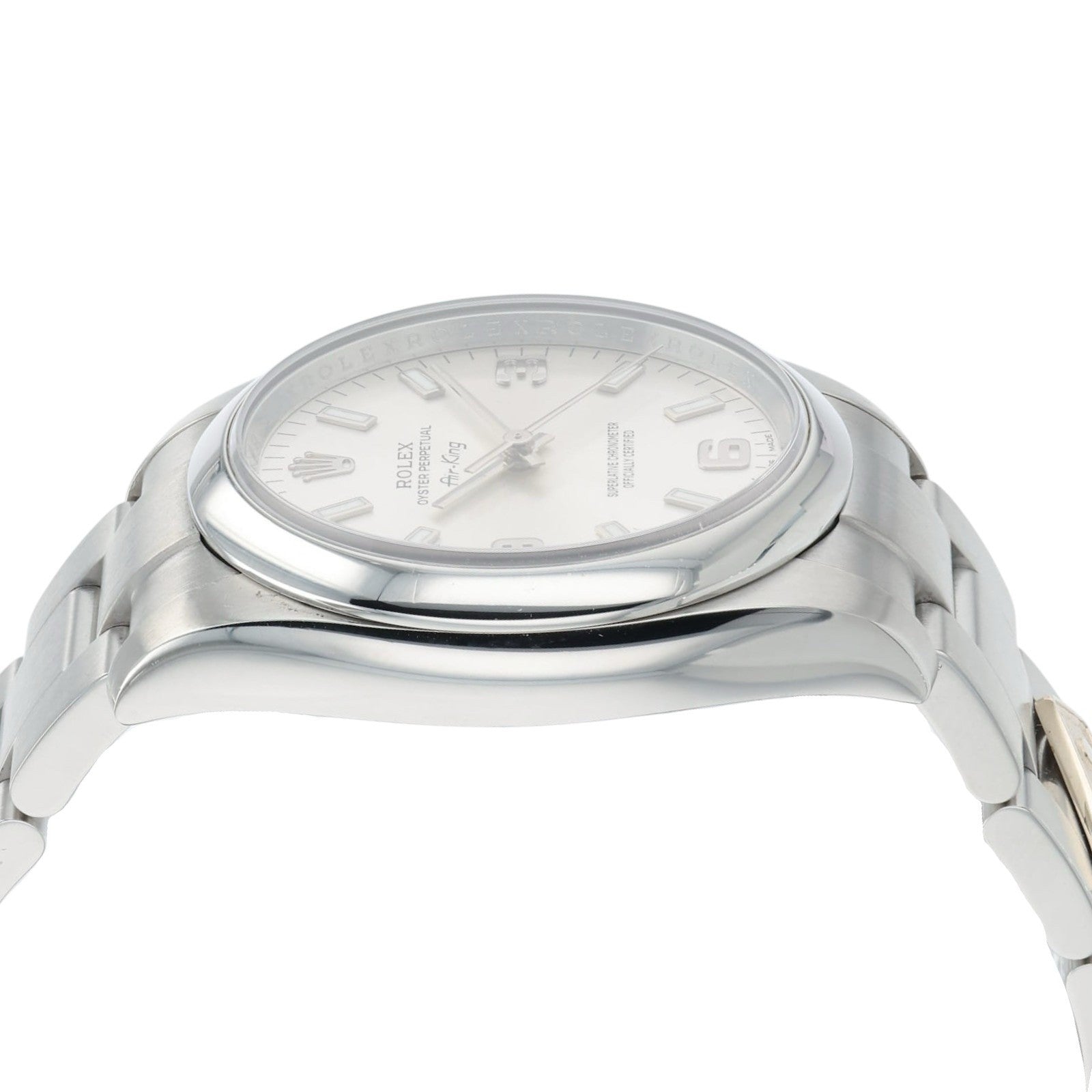 Rolex Air King Dominos Silver Dial Steel 34mm Automatic Unisex Watch 114200