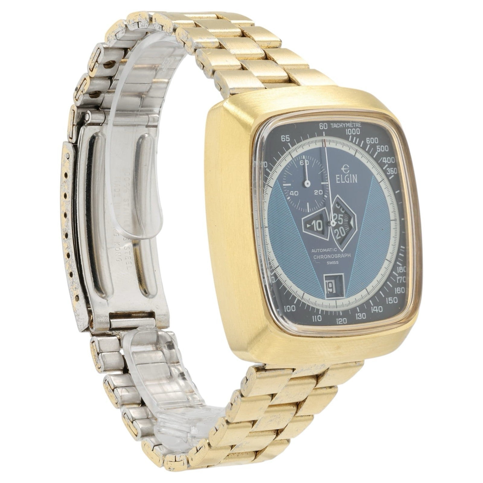 Elgin Jump Hour Blue Dial Steel 45x36mm Automatic Movement Mens WW2109024LC