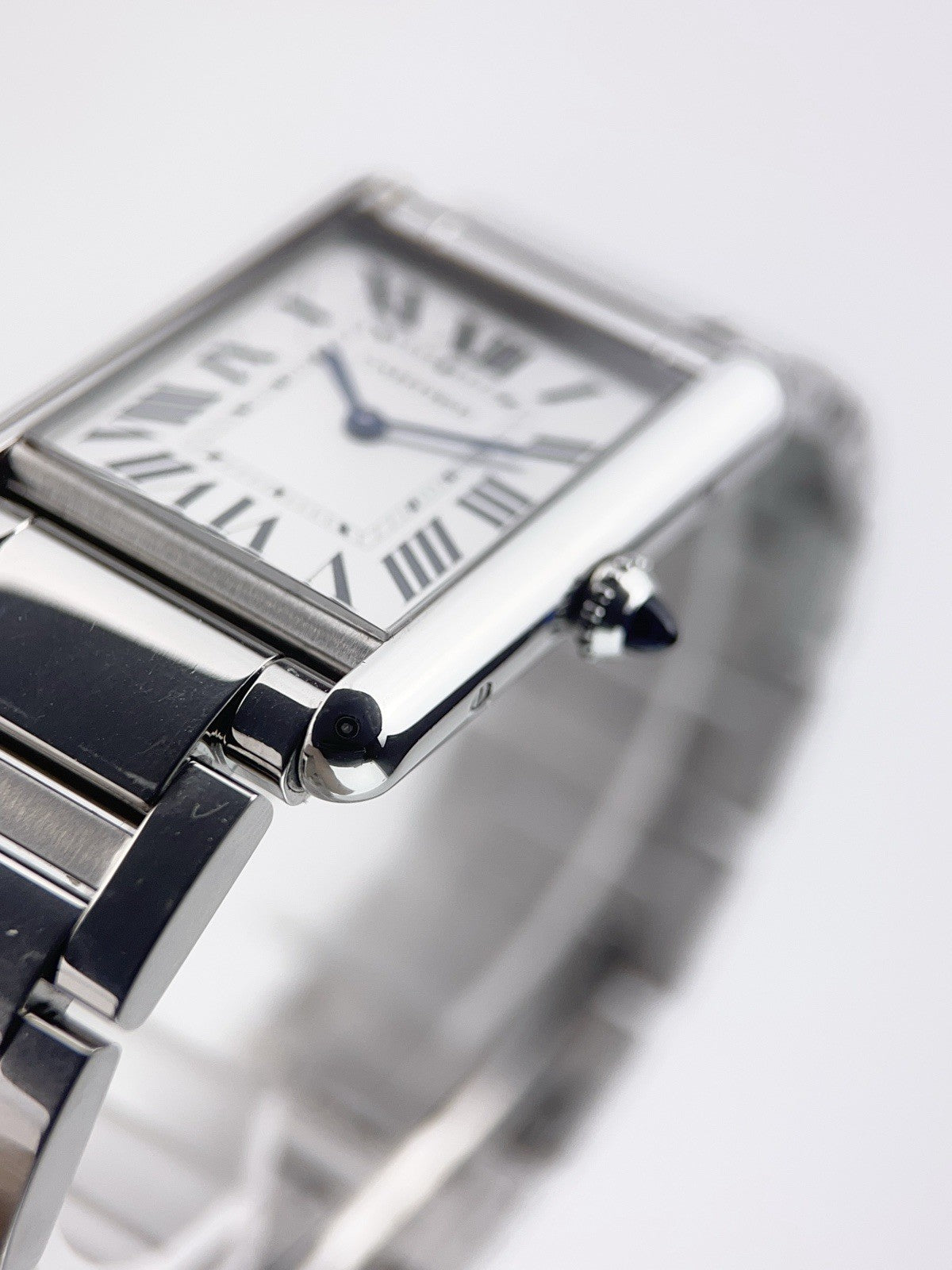 Cartier Tank Stainless Steel Silver Dial 25mm Quartz Movement Men's WSTA0052