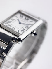 Cartier Tank Stainless Steel Silver Dial 25mm Quartz Movement Men's WSTA0052