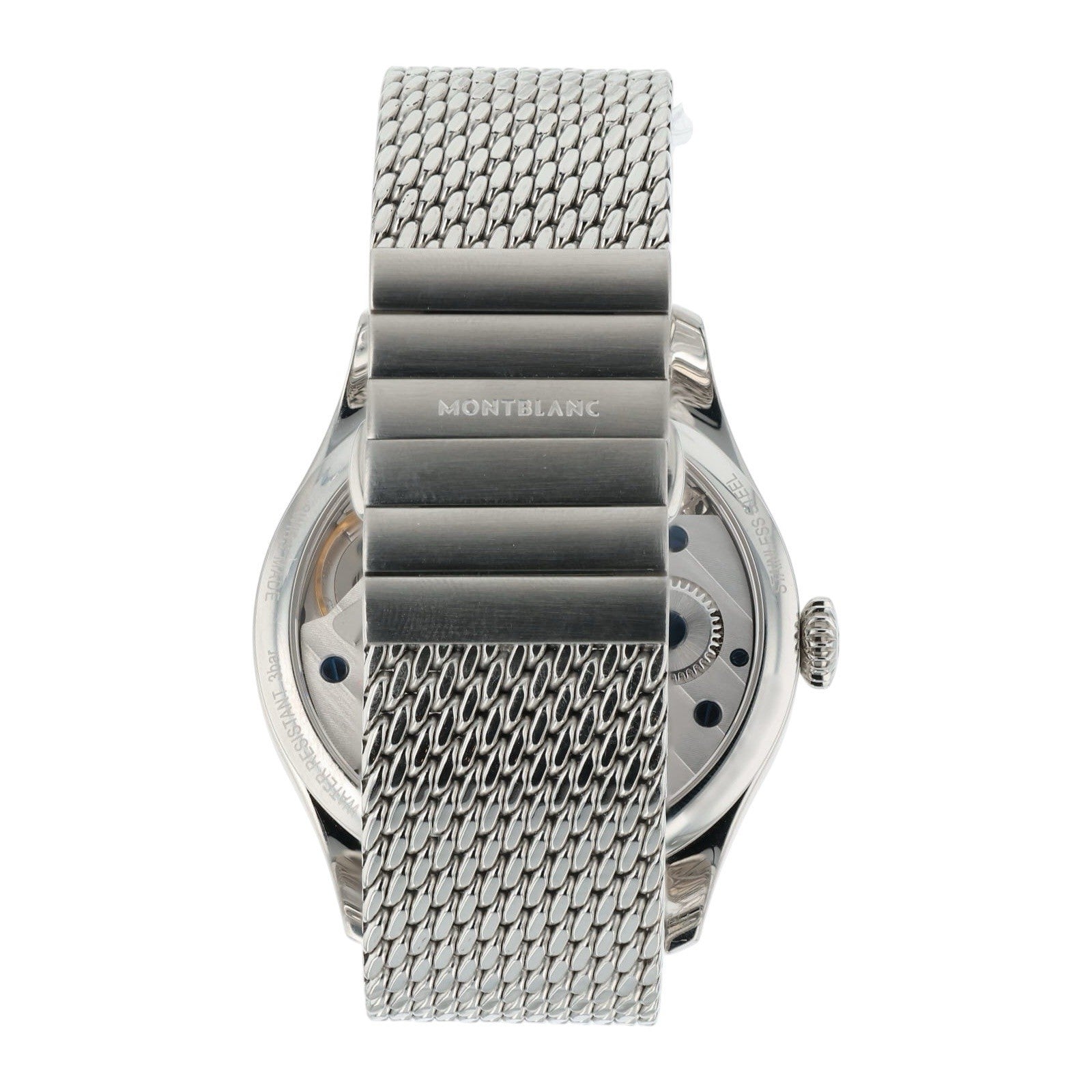 Montblanc 1858 44mm Mens Watch Stainless Steel Black Dial Manual Watch 115074