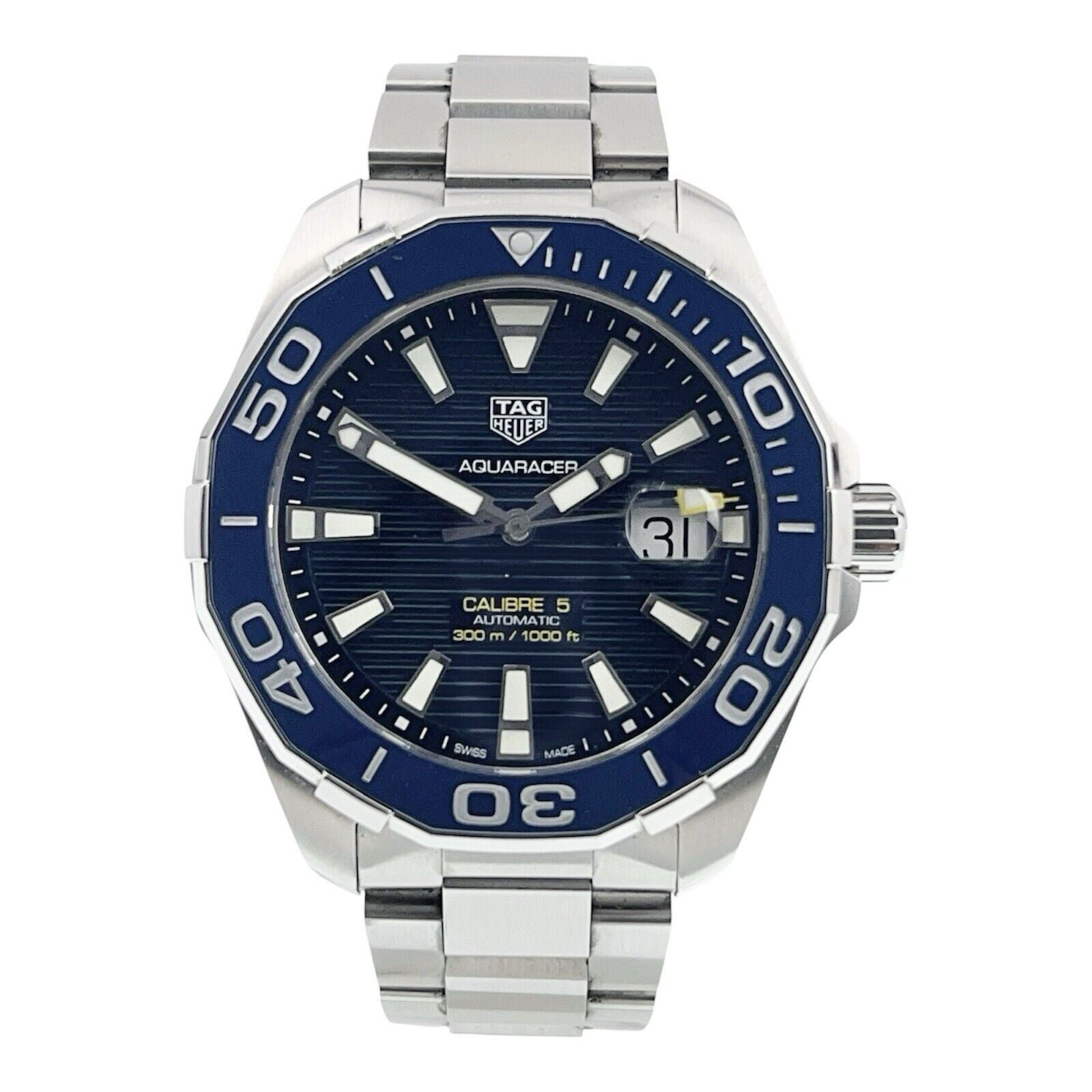 Tag Heuer Aquaracer Stainless Steel Blue Dial 43mm Automatic Mens Watch WAY201B