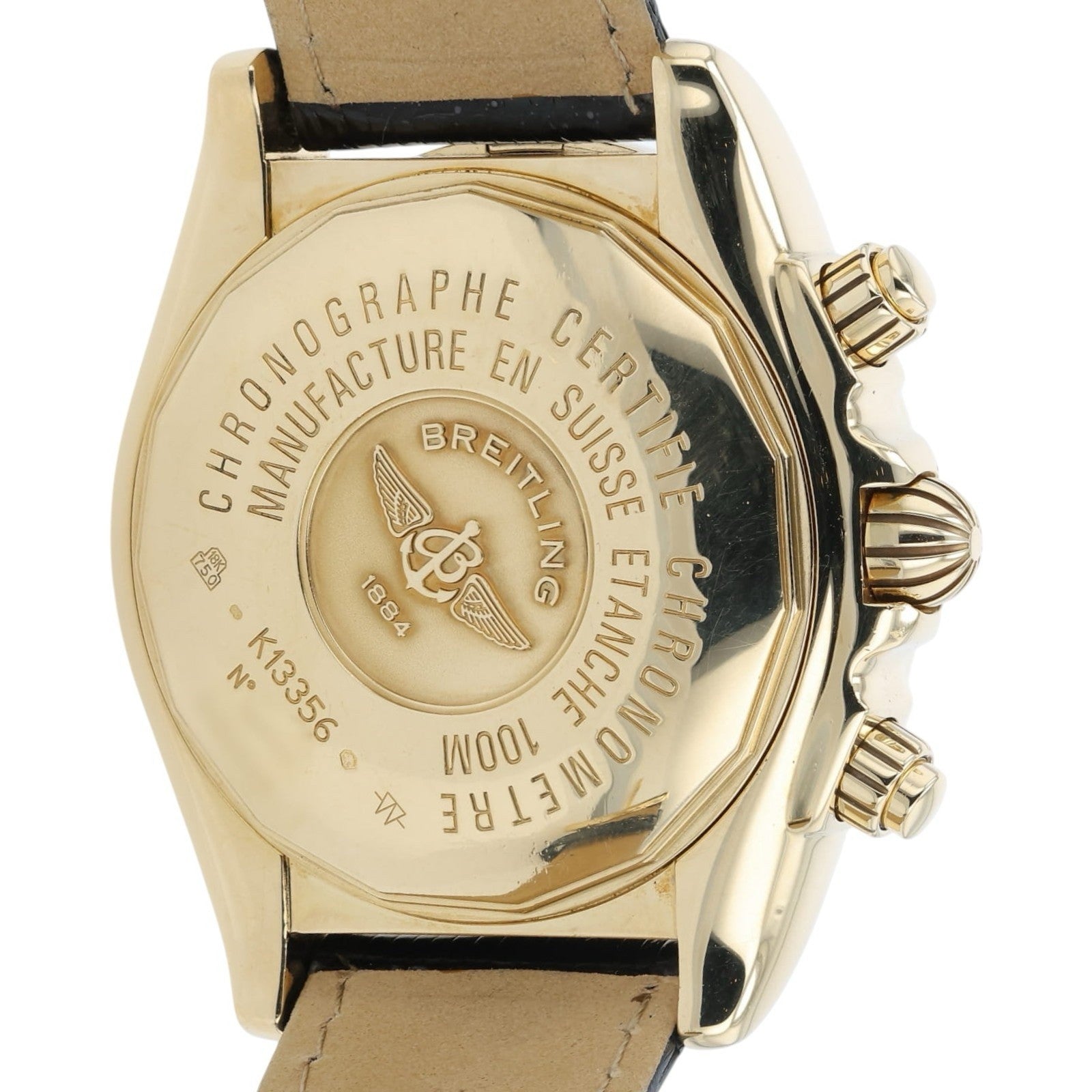 Breitling Chronomat 18k Gold Black Dial 44mm Automatic Mens Watch K13356