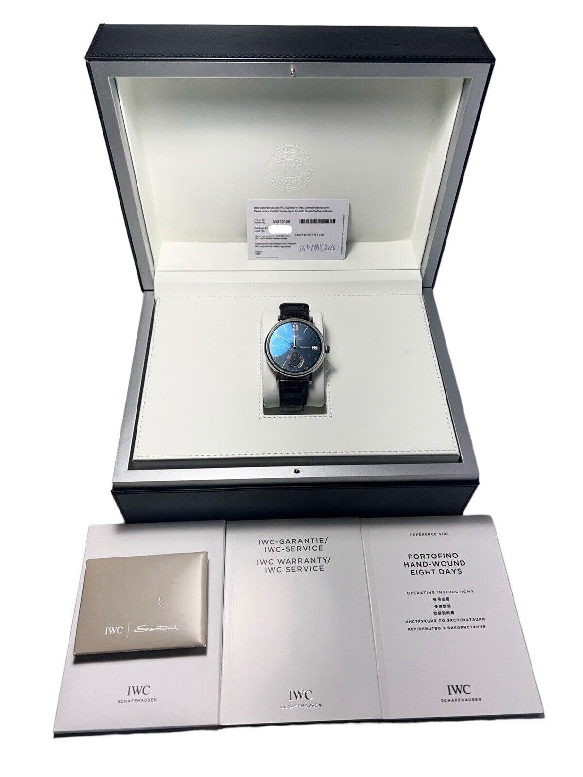 IWC Portifino Steel Blue Dial 45mm Manual Wind Men’s Watch IW510106 - Box/Paper