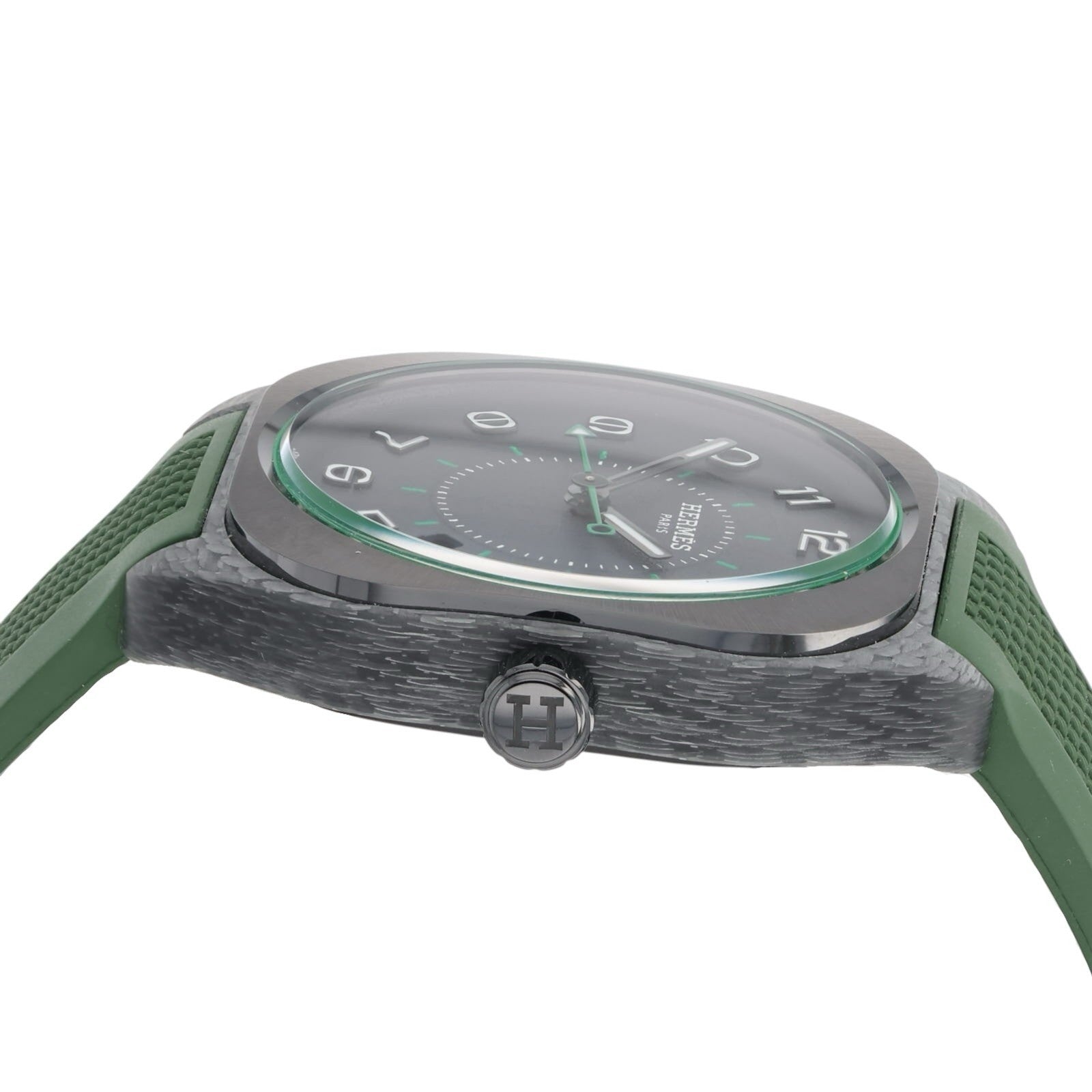 Hermes H08 Carbon & Titanium Gray Dial 42mm Automatic Men's Watch W/ Box