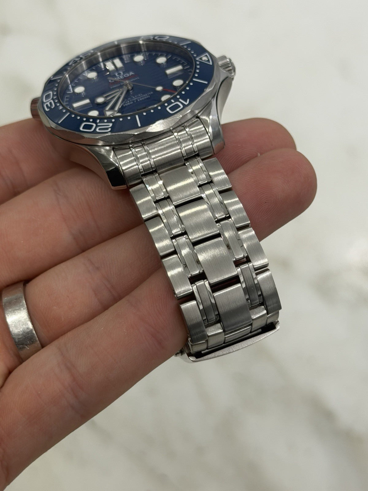2023 Omega Seamaster Wave 300m Diver Blue Ceramic Watch 210.30.42.20.03.001