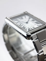 Cartier Tank Solo Extra Large Automatic Steel Mens Watch W5200028 AM Diamonds