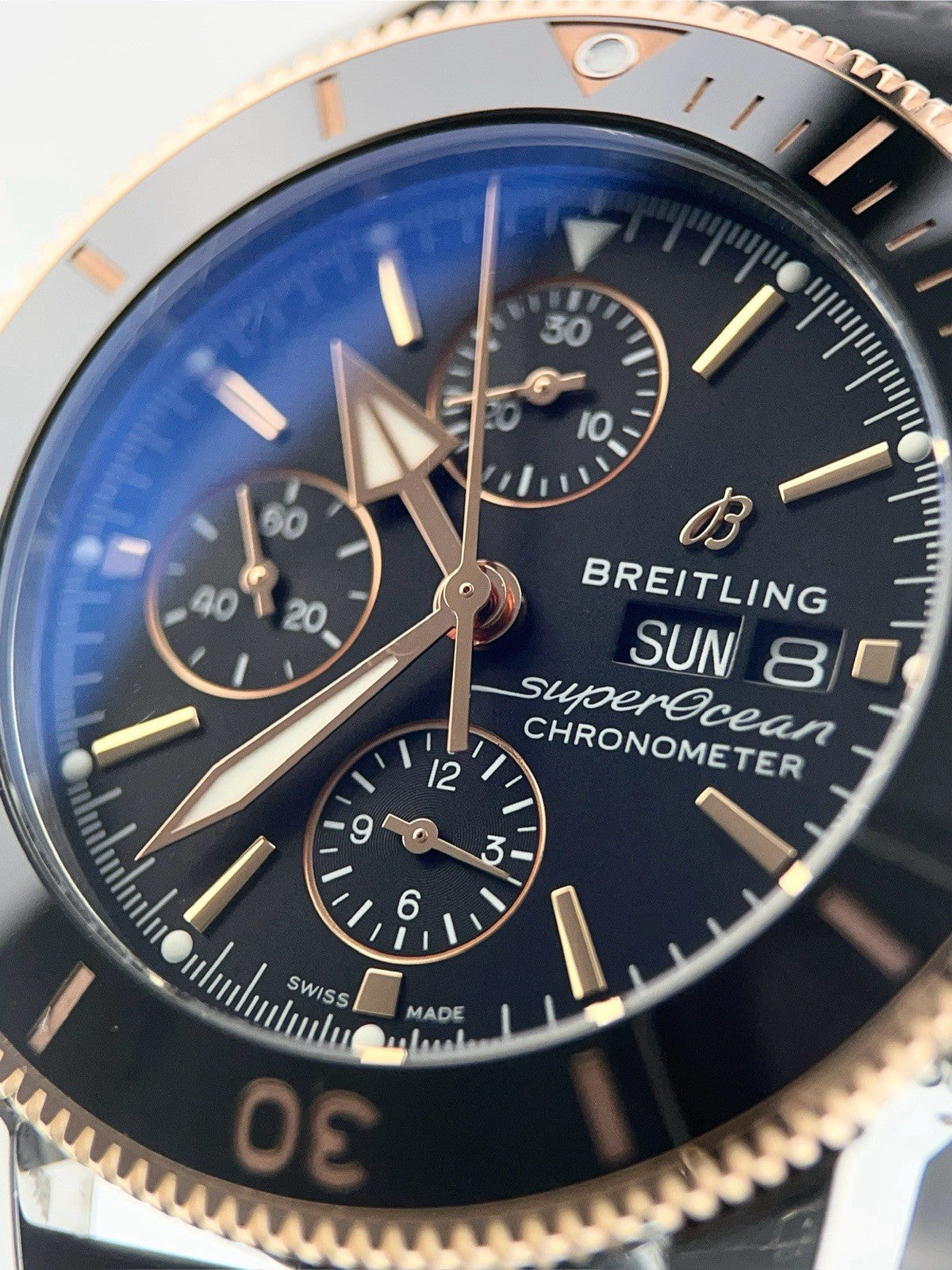 Breitling Superocean Steel & Gold Chrono Black Dial 44mm Automatic Mens U13313