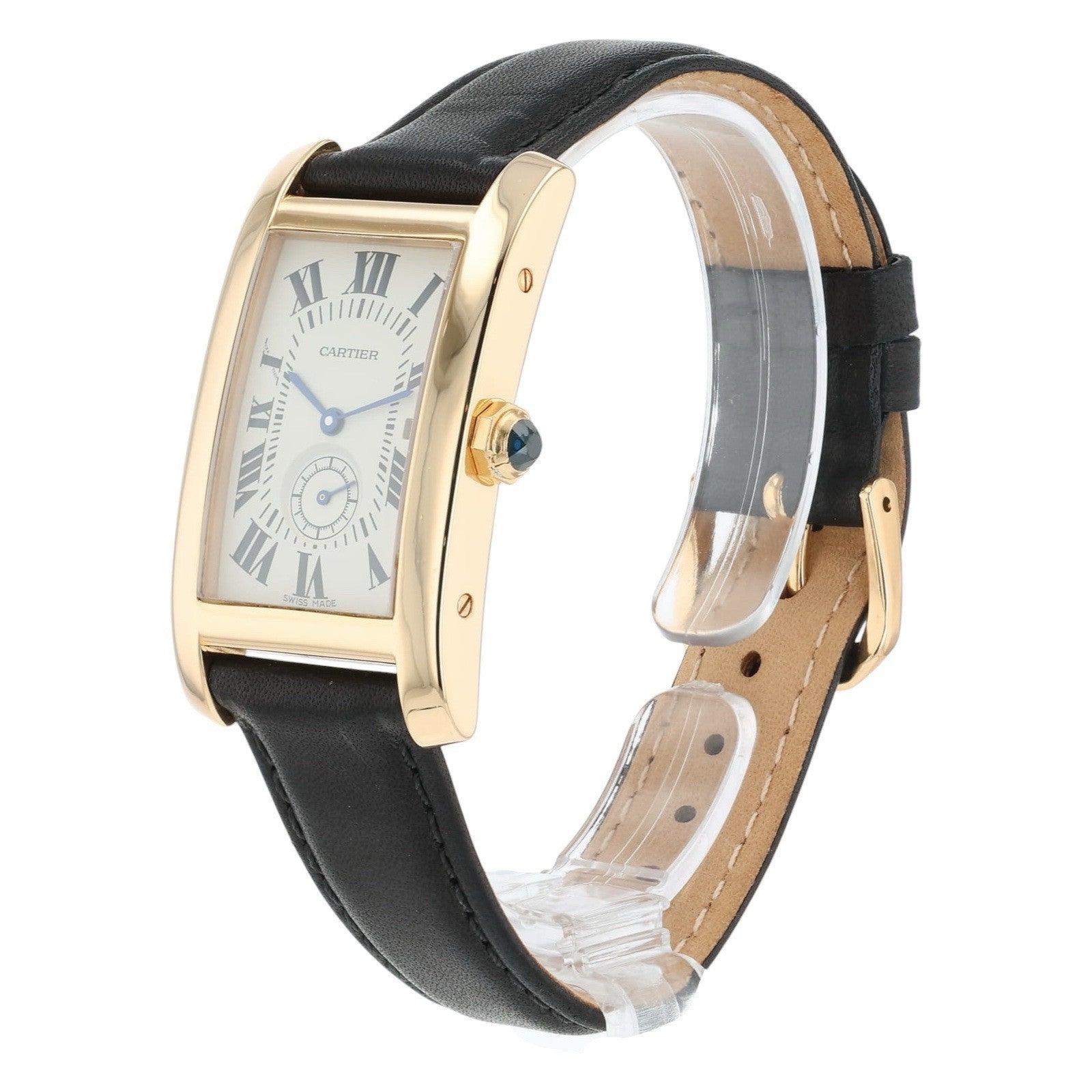 Cartier Tank Americaine 18k Yellow Gold Silver Dial 24mm Quartz Mens W26009C9