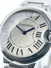 Cartier Ballon Bleu Stainless Steel Silver Dial 36mm Quartz Mens Watch W69011Z4